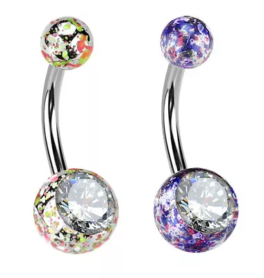 £2.30 • Buy TITANIUM - Splatter Belly Bar Choose Colour & Length 6mm 8mm 10mm 12mm 14mm 16mm