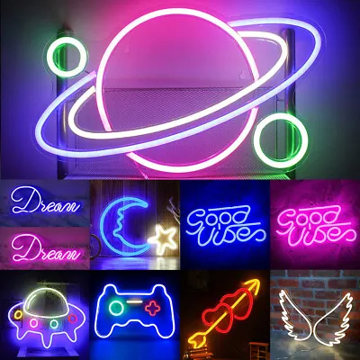 Neon Sign Light LED Wall Lights Art Deco Night Lamp For Kids Bedroom Party Bar • £23.53