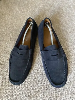 £22 • Buy Florsheim Mens Navy Blue Suede Leather Penny Loafers Pull On Size 11
