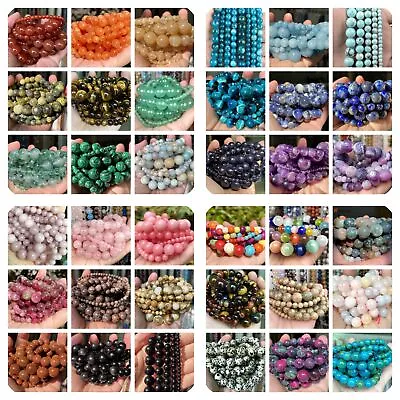 Natural Stone Beads Round 8mm For Jewelry Making Bulk Lot Polychromatic 4-10mm • $6.95