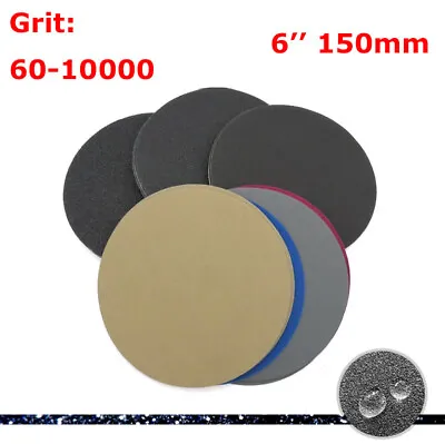 6  150mm P60-P10000 Grit Round Sandpaper Pads Sanding Disc Wet Dry Flocking Disc • £34.26