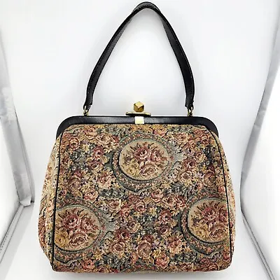 Morris Moskowitz MM Vintage Floral Tapestry Handbag Purse 50s/60s READ  • $19.99