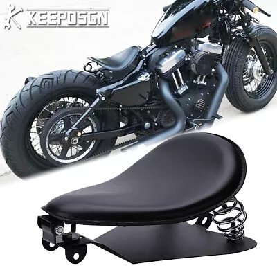 Motorcycle PU Solo Seat + Springs For Harley Honda Suzuki Indian Bobber Chopper • $65.80