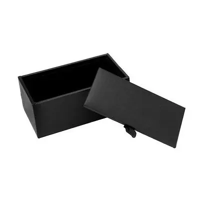 BLACK FAUX LEATHER CUFFLINKS BOX Velvet Lined Presentation Gift Case Elastic • £189.99