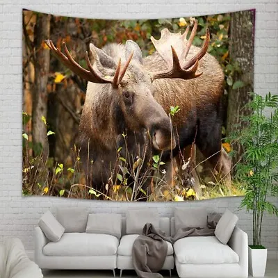 Wild Moose Deer Tapestry Wall Hanging Safari Wildlife Animal Deer In Forest • $24.78
