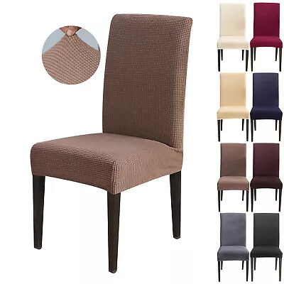 1-8 Pcs Spandex Jacquard Banquet Chair Covers Stretch Dining Room Seat Cover • $19.57