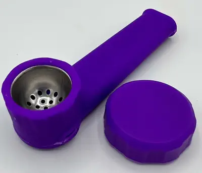 $7.99 • Buy Silicone Tobacco Smoking Pipe With Metal Bowl & Cap Lid USA Seller Purple