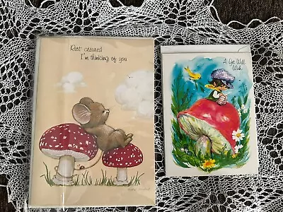 Vtg Lt 2 Norcross Sunshine Greeting Card Get Well Mouse On Mushrooms W/Envelope • $5