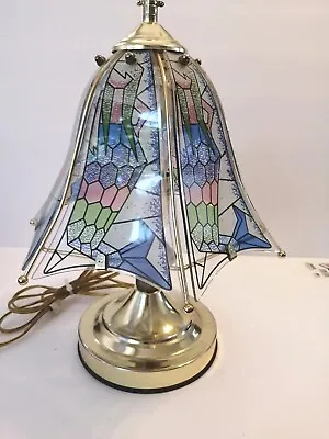 Vintage Tiffany Style Glass Panel Touch Control Table Lamp Mermaid Art Work • $25.76