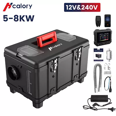 Hcalory® 12V 5KW-8KW Bluetooth Diesel Air Heater Caravan W/ AC Converter Toolbox • $239.99
