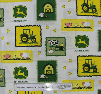 Quilting Patchwork Sewing Fabric John Deere Farm Kids 50x55cm FQ Material • $8.25