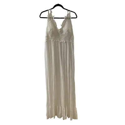 J For Justify ~ Light Ivory Long Maxi Dress ~ Lace Detailing ~ Size Large • $25