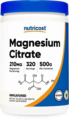 Nutricost Magnesium Citrate Powder (500 Grams) (Unflavored) - Non-GMO • $16.99