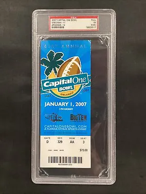 2007 Capital One Bowl College Football Full Ticket Wisconsin Arkansas PSA 5 • $29.99