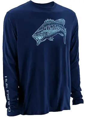 Huk Performance Large Mouth Bass Blue Fishing Tournament Jersey Shirt Sz M • $15.73