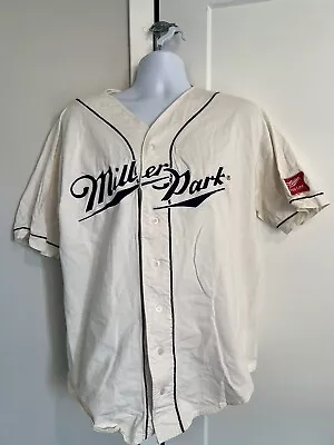 Vintage Miller Park High Life Embroidered Cream Color Men’s XL SGA Jersey 01 USA • $39.99