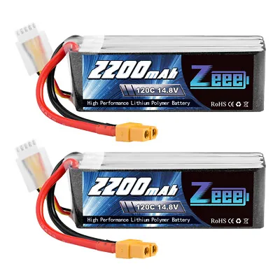 $85.99 • Buy 2x Zeee 14.8V 4S LiPo Battery 120C 2200mAh XT60 Plug For RC Drone FPV Quad