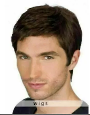 Dark Brown Short Hairstyles Men's Natural Wavy 100% Human Hair Wig 6 Inch • $32.99