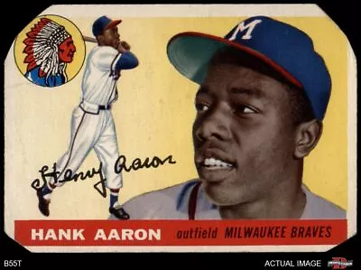 1955 Topps #47 Hank Aaron Braves HOF AUTHENTIC • $155