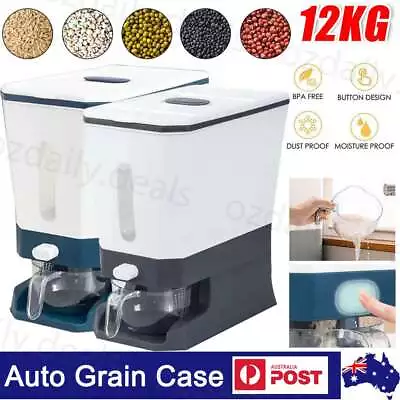 12Kg Auto Grain Case Cereal Dispenser Storage Box Kitchen Food Rice Container AU • $24.55