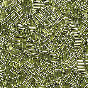 Silver-Lined Transparent Chartreuse Miyuki Bugle Beads 3mm (#1) (BGL1-9014-TB) • $8.99