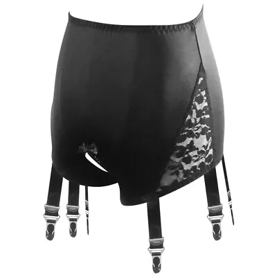 Open Crotch High Waist Garter Panties 6 Panty Straps Suspender Belt Sexy Girdle • $21.21