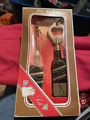 Vintage Johnnie Walker Whiskey Bar Tool Set Cork Screw Bottle Cap Opener B4 • $10