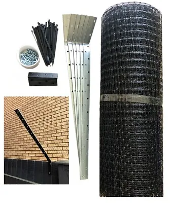 10m Cat Proofing Net Garden Fencing Security 6 Steel Brackets Mesh Screws Kit H • £44