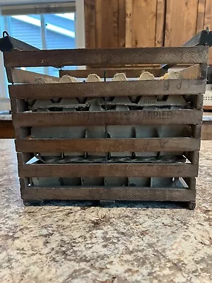 Vintage Antique Primitive Wooden Egg Crate Carrier W Original Dividers • $40