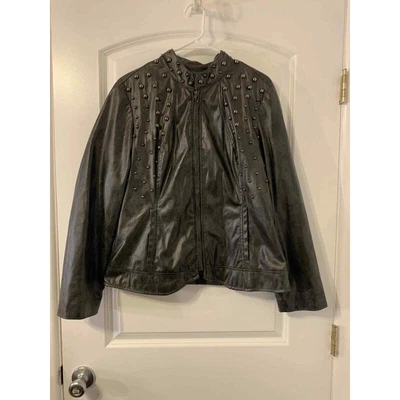 $19 • Buy V Cristina Gray Faux Leather Studded Jacket, X-Large