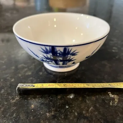 $0.99 • Buy Blue And White Vintage Japanese Rice Soup Noodle Bowl Bamboo Shoots Design