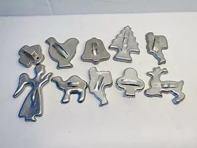 Vtg Mirro Aluminum Cookie Cutter Lot 10 Pc Santa Angel Reindeer Bell Tree Camel • $50