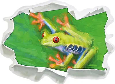 Small Green Frog On Sheet Art Brush Effect - 3D Look Paper Wall Tattoo • £17.20