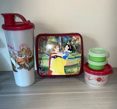 Tupperware Disney Sparkly Glitter Snow White Lunch Set And Green Smidgets New!  • $23.84