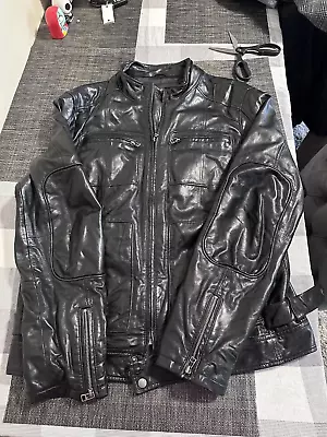 7 Diamonds Men's Black Leather Jacket Mens 2XL XXL • $79