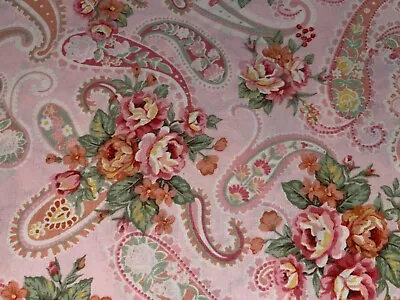 By The 1/2 Yd Vintage Pink Paisley Rose Victorian Cotton Quilt Fabric BTHY • $4.69