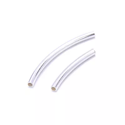 925 Sterling Silver Curved Tube Beads Size 2x20mm 2x30mm Sold By Bag • $13.04