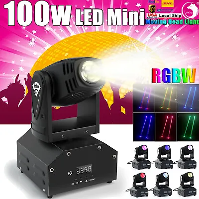 100W Mini LED RGBW Moving Head Stage Beam Light DMX Party Home DJ Spotlight US • $64.99
