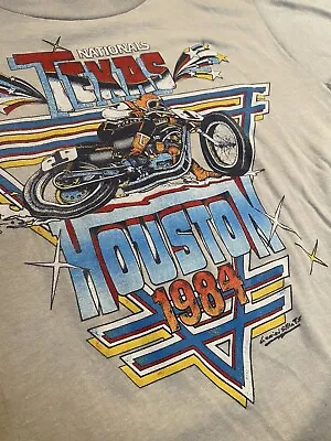 Vintage Flat Track Racing T Shirt AMA Houston 1984 Bubba Honda 750 HD Xr750 • $125