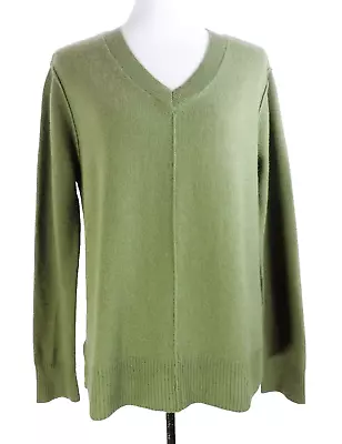 MAGASCHONI Womens Knit Cashmere Sweater Tunic V-Neck Olive Green Long Sleeves • $26