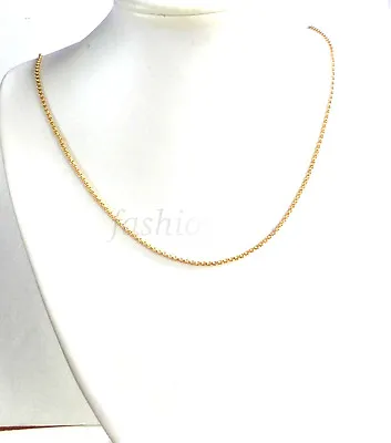 Unisex Circle Link Chain Choker Necklace 24K Yellow Gold Plated 45cm 17 Inch UK • £11.31
