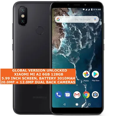 XIAOMI Mi A2 Mi 6X 6gb 128gb 20mp Fingerprint Id 5.99  Android 4g LTE Smartphone • £221.73