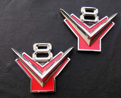 V8 PAIR Metal Car Badges Emblems *NEW!* Fit Ford Customline Mainline Fairlane 2* • $149.49