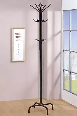 Coat Rack Hall Tree 12 Hooks Entryway 70 H Bedroom Black Metal • $26.98