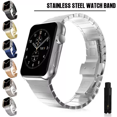 For Apple Watch Series 9 8 7 6 5 4 3 SE Stainless Steel IWatch Band Metal Strap • £13.12