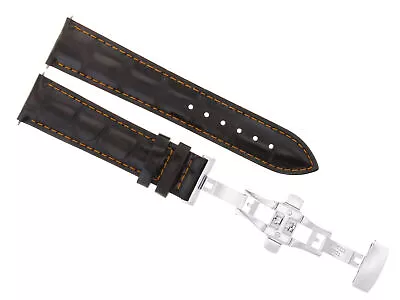 22mm Leather Watch Band Strap For Bulova 96a118  96a101 + Clasp D/brown Orange S • $29.95