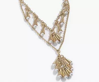 J Crew Layered Pearl Fringe Charm Necklace Nwt • $29.99