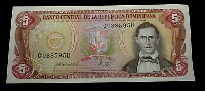 DOMINICAN REPUBLIC 5 PESOS ORO 1988 SANCHEZ P118c UNC #N196# • $6.69