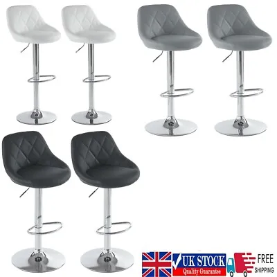 Set Of 2 Bar Stools Adjustable Counter Pub Cafe Barstools Chairs W/ Footrest UK • £61.88