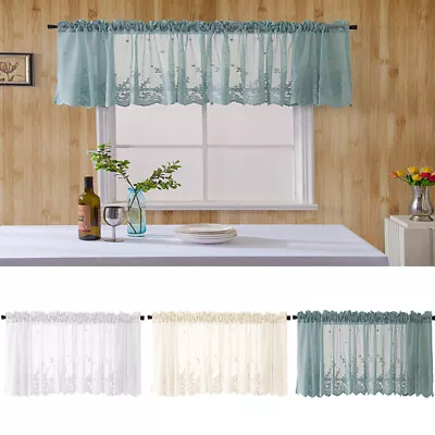 Kitchen Cafe Lace Short Curtain Valance Window Voile Sheer Panels Net Home Decor • £10.46